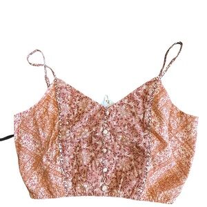 American Eagle Outfitters Orange Pink Embellished Crop Camisole